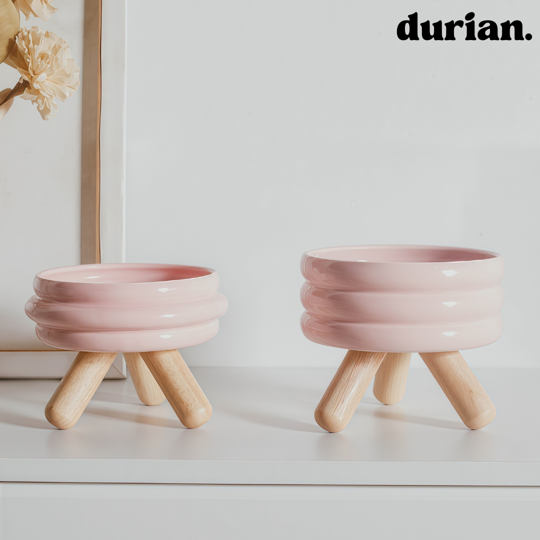 durian. ペットフードボウル 陶磁器製 高脚デザイン|猫犬兼用 食器台付き フードボウル&ウォーターボウル