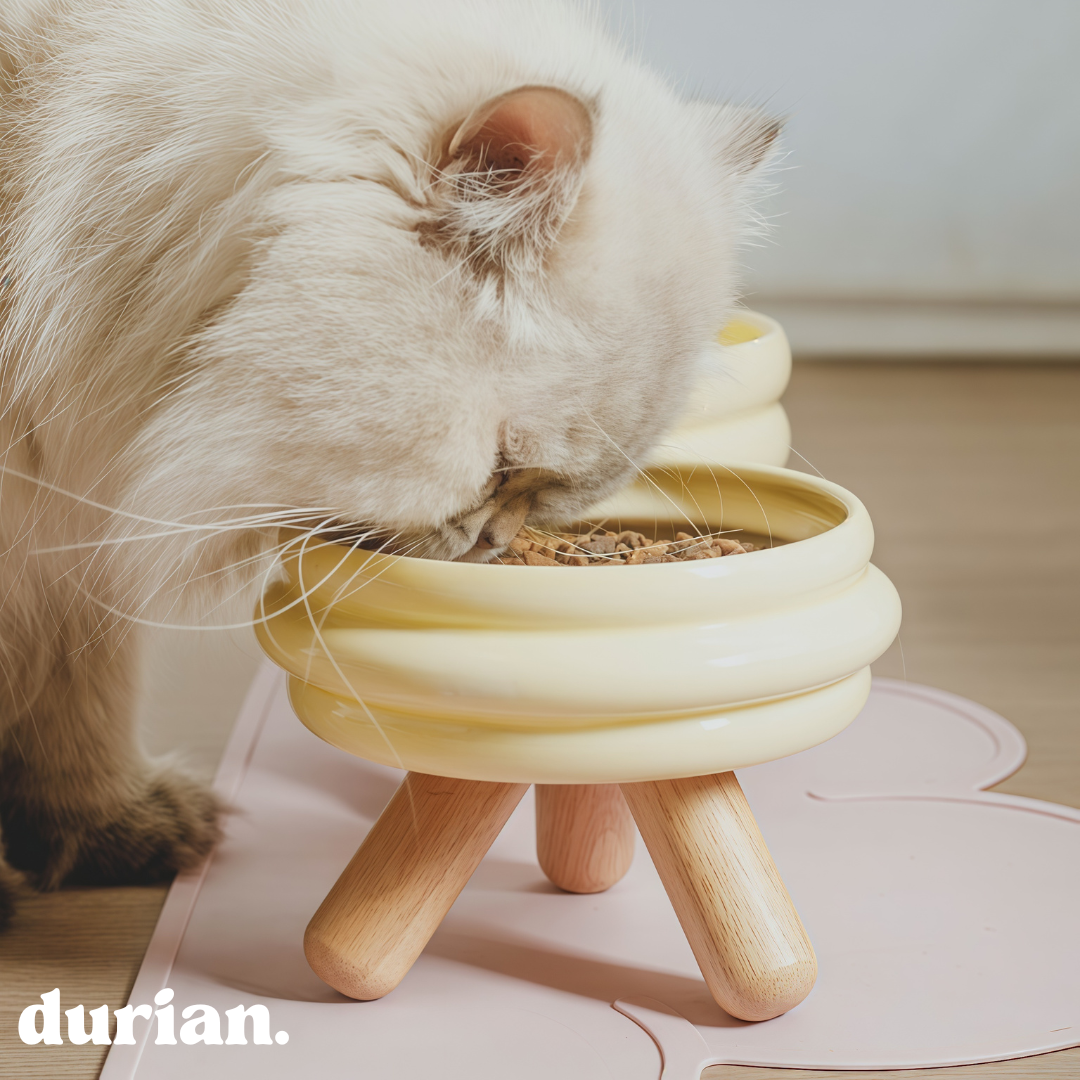 durian. ペットフードボウル 陶磁器製 高脚デザイン|猫犬兼用 食器台付き フードボウル&ウォーターボウル