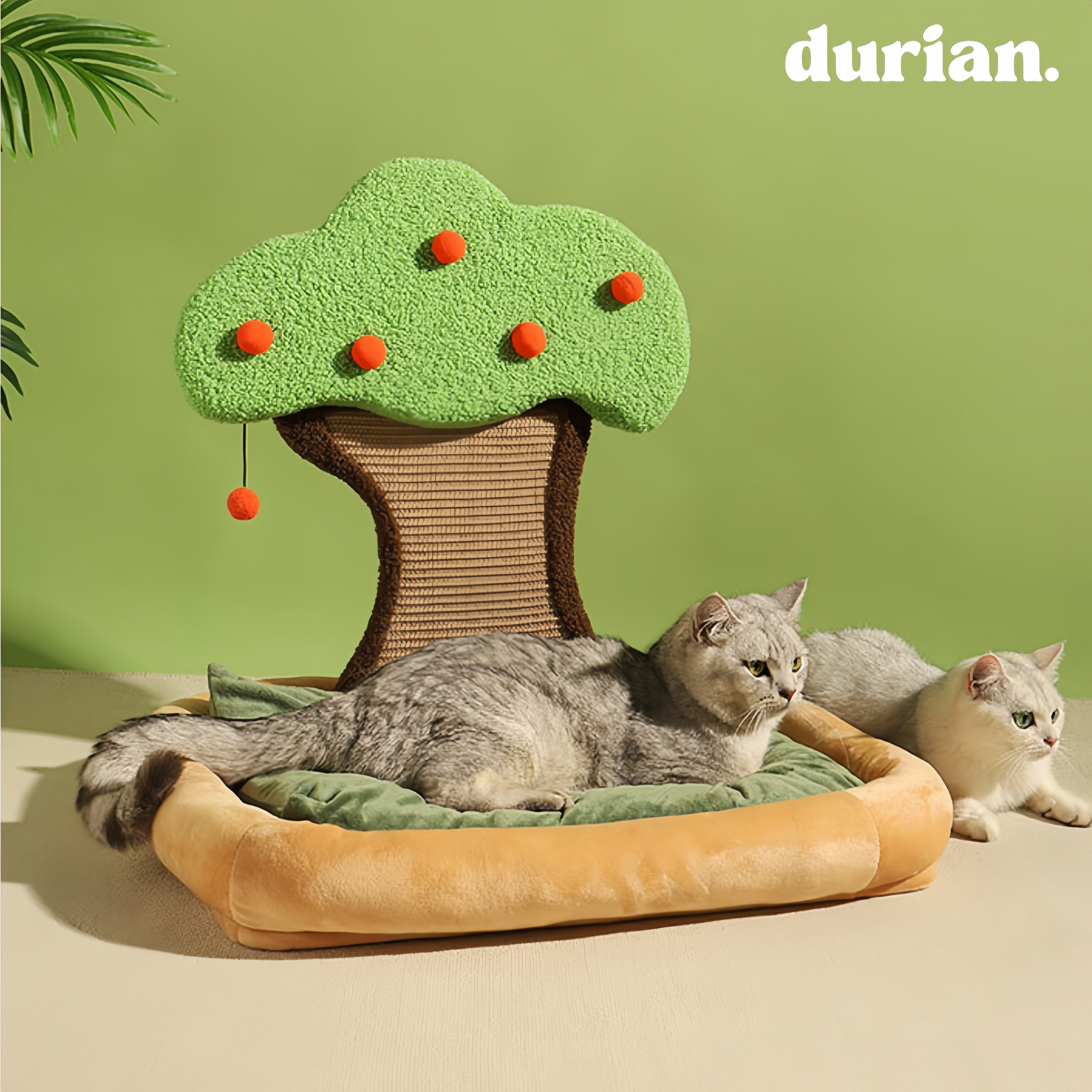 durian 柿の木デザイン 猫用爪とぎベッド|ペットインテリア 剣麻製おしゃれキャットハウス