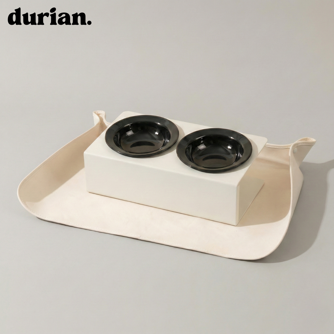 durian. ペットインテリア ダブルボウル（陶磁器）＋高脚スタンド＆マットセット｜フード＆ウォーター