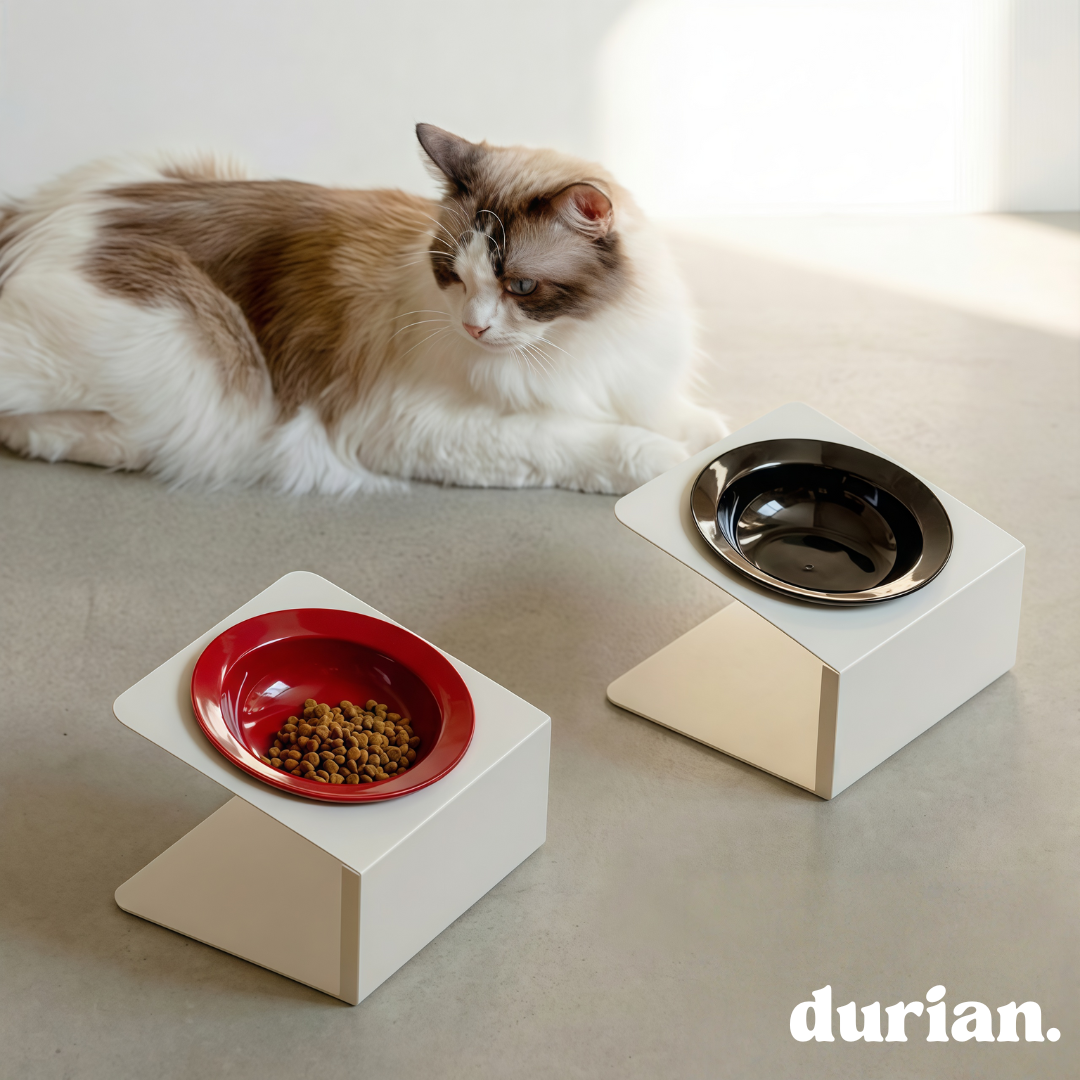 durian. ペットインテリアダブルボウル（マット付き）